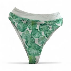 Akosha Exotica High Waist Bikini Bottom — Monstera Palm Print — Medium (BNWOT)